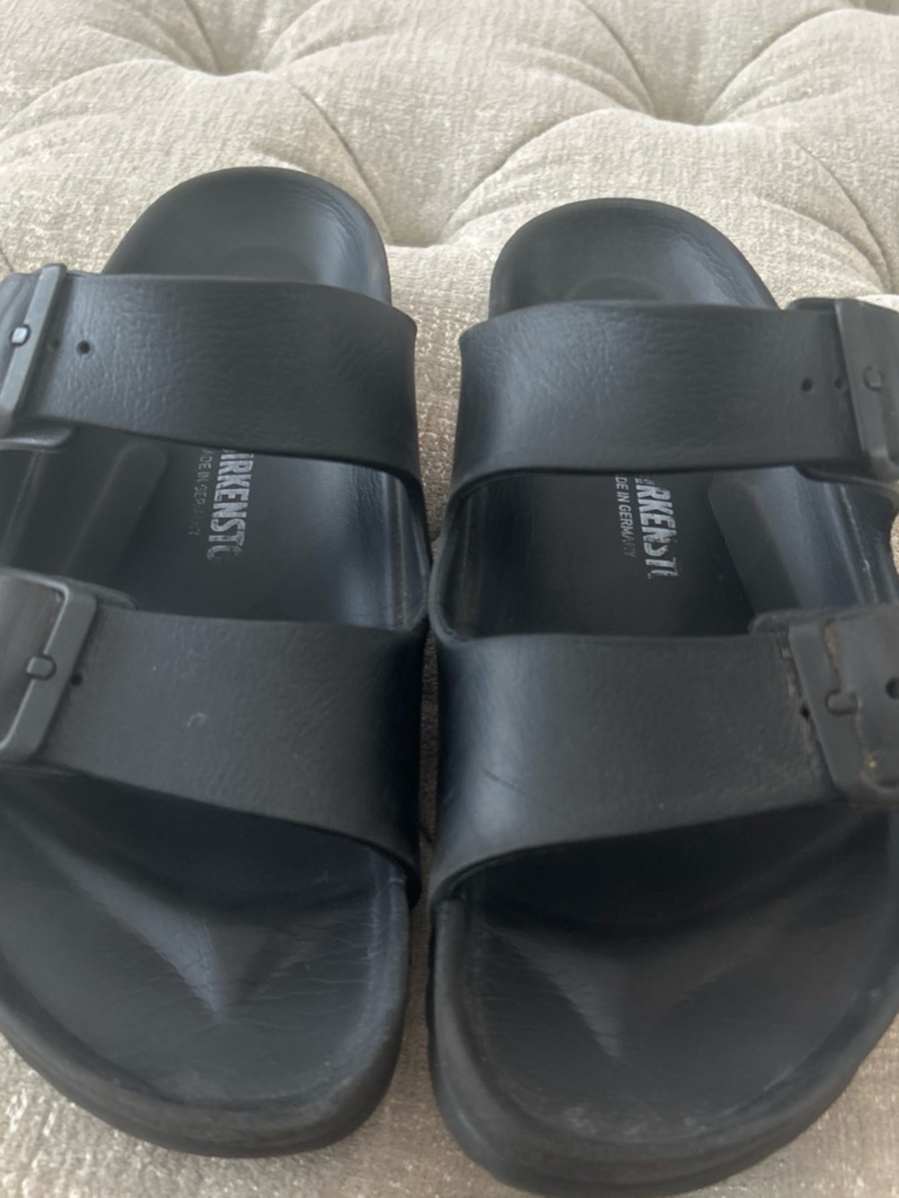 Black Men's Two-Strap Slide Sandals - Birkenstock